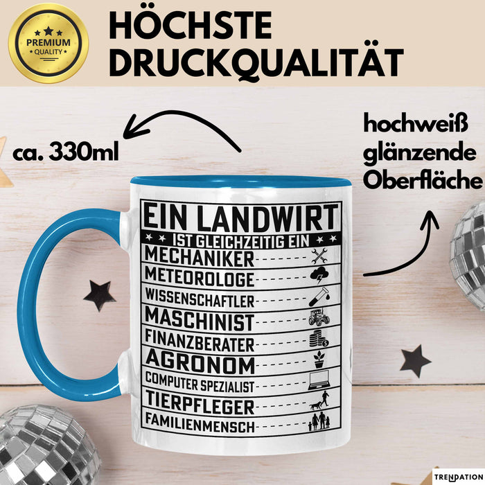 Landwirt Geschenk Tasse Lustiger Spruch Geschenkidee Ein Landwirt Ist Gleichzeitig Ein Blau Trendation