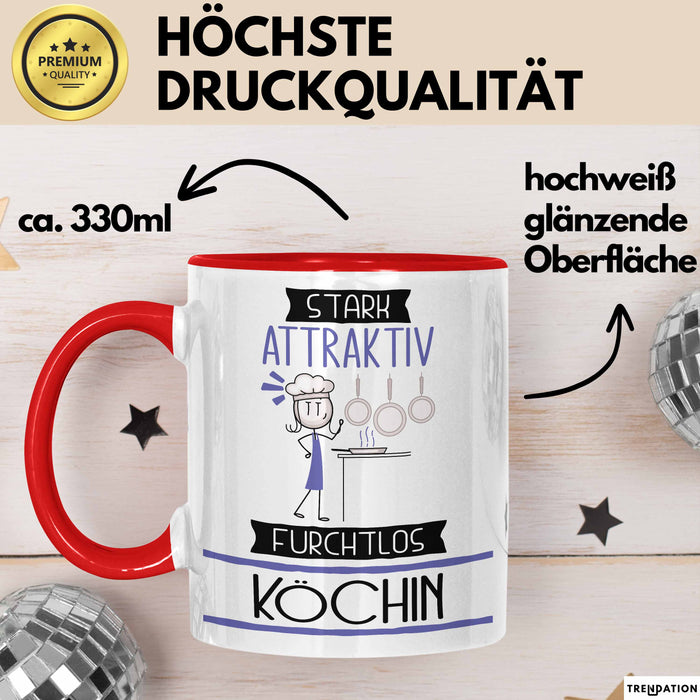 Köchin Tasse Geschenk Becher Stark Attraktiv Furchtlos Köchin Lustige Geschenkidee Rot Trendation