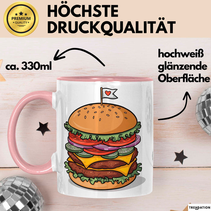 Burger Fan Tasse Geschenkidee für Grillmeister Rosa Trendation