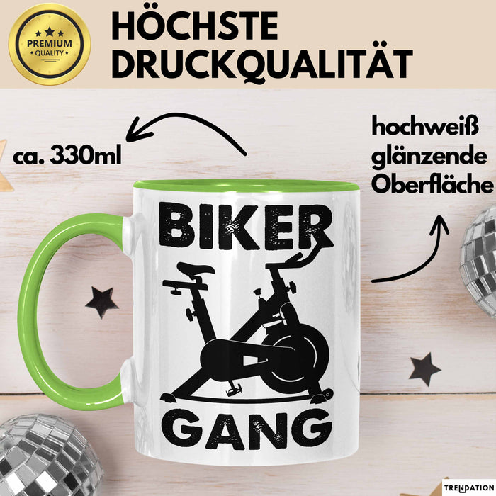 Biker Gang Tasse Geschenk Cardio Zuhause Fitness-Bike Geschenkidee Becher Grün Trendation