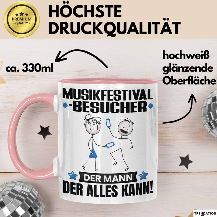 Musikfestival-Besucher Tasse Geschenk für Musikfestival-Besucher Der Mann Der Alles Kann Geschenkidee zum Geburtstag Rosa Trendation