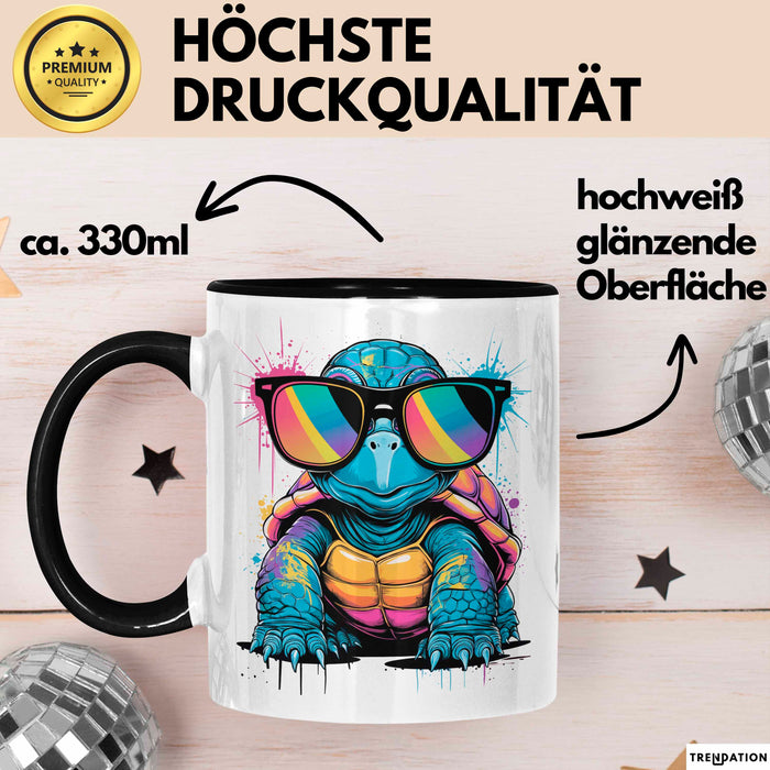 Schildkröte Tier Sonnenbrille Tasse Geschenk Lustige Geschenkidee Spruch Trendation