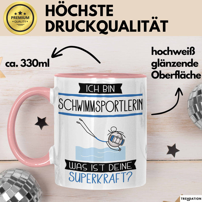Schwimmsportlerin Geschenk Tasse Ich Bin Schwimmsportlerin Was Ist Deine Superkraft Geschenkidee Lustig Geburtstag Weihnachten Rosa Trendation