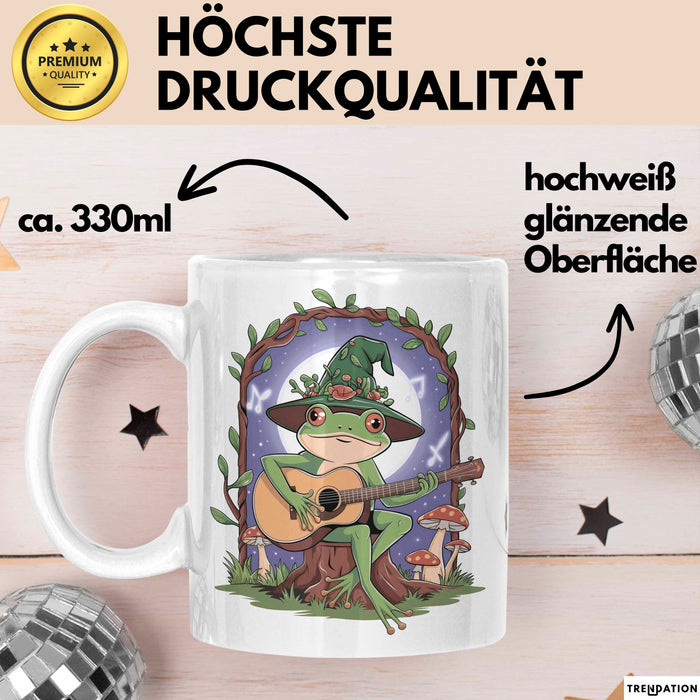 Frosch Tier Spielt Banjo Tasse Geschenk Lustige Geschenkidee Spruch Weiß Trendation