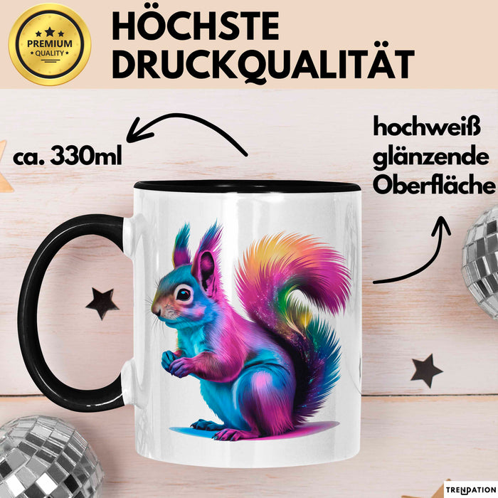 Eichhörnchen Tierliebhaber Tasse Geschenk Lustige Geschenkidee Spruch Schwarz Trendation