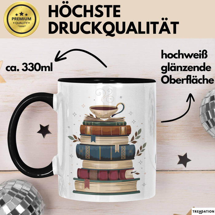 Bücherwurm Tasse Geschenkidee für Vielleser Lustiger Spruch Trendation