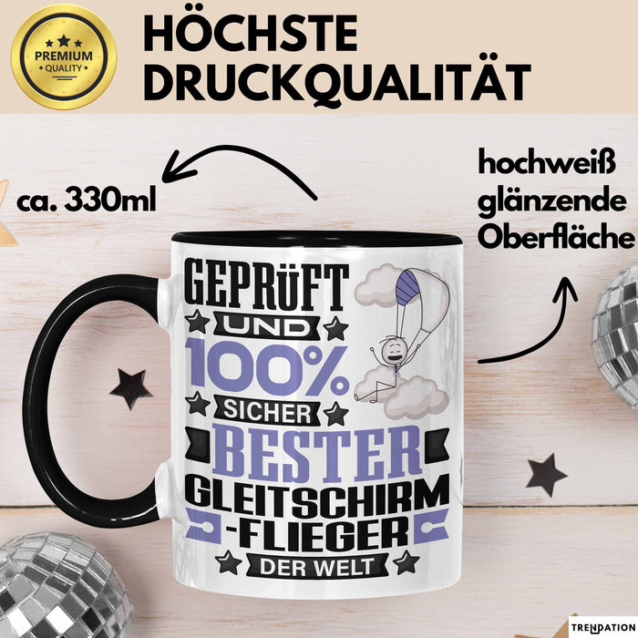 Gleitschirmflieger Geschenk Lustiger Spruch für Gleitschirmflieger Geschenkidee Bester Gleitschirmflieger Der Welt Schwarz Trendation