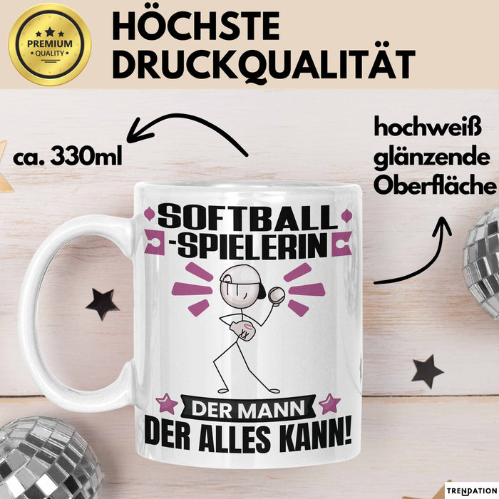 Softballspielerin Tasse Geschenk für Softballspielerin Der Mann Der Alles Kann Geschenkidee zum Geburtstag Weiß Trendation