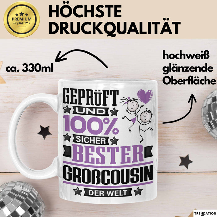 Großcousin Geschenk Lustiger Spruch für Großcousin Geschenkidee Bester Großcousin Der Welt Weiß Trendation