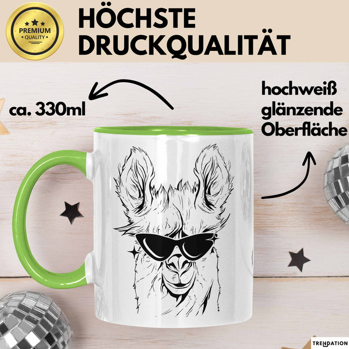 Llama Alpaka Tasse Geschenk Lama Geschenkidee für Lama-Fans Grün Trendation