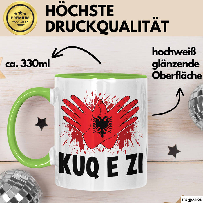 Albanische Flagge Shqip Shqiponja Albanischer Adler Albanien Tasse Geschenkidee Grün Trendation