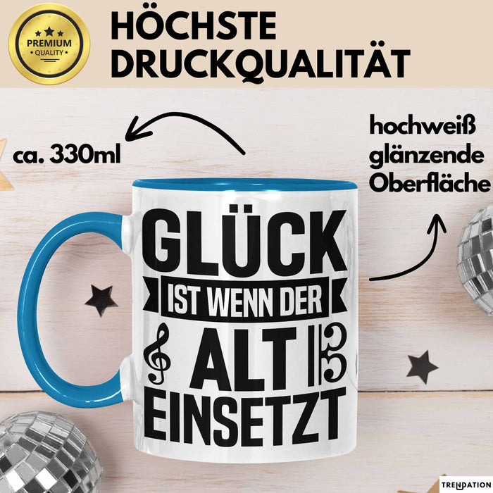 Glück Wenn Alt Einsetzt Chor Chorprobe Singen Sänger Musiker Tasse Blau Trendation