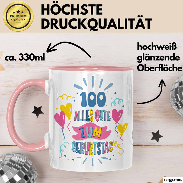 100. Geburtstag Tasse Geschenk Männer Frauen Lustig Alles Gute Zum Geburtstag 100er Geburtstags Grüße Geschenkidee Rosa Trendation