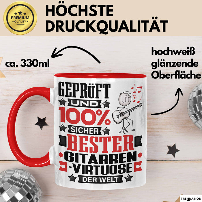 Gitarrenvirtuose Geschenk Lustiger Spruch für Gitarrenvirtuose Geschenkidee Bester Gitarrenvirtuose Der Welt Rot Trendation
