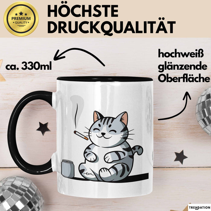 Sarkastische Rauchende Katze Sarkasmus Tasse Geschenk Lustige Geschenkidee Spruch Trendation