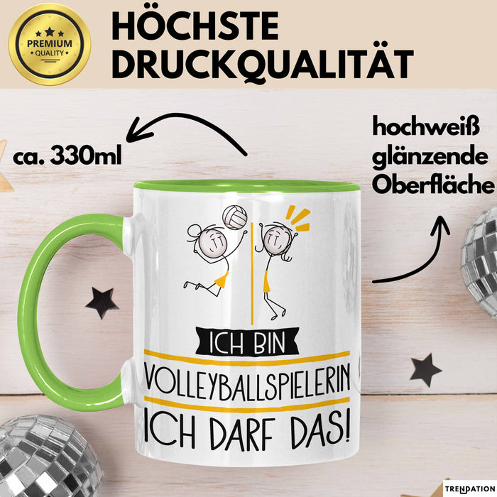 Geschenk für Volleyballspielerin Tasse Lustige Geschenkidee Geburtstag Ich Bin Volleyballspielerin Ich Darf Das Grün Trendation