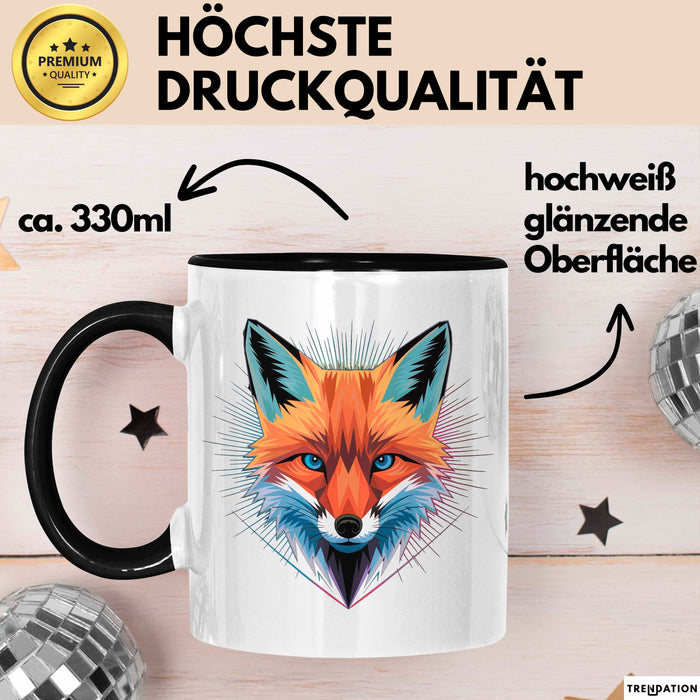 Fuchs Tierliebhaber Tasse Geschenk Lustige Geschenkidee Spruch Schwarz Trendation