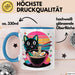 Katzen Tierliebhaber Tasse Geschenk Lustige Geschenkidee Spruch Katze Isst Ramen Nudeln Blau Trendation