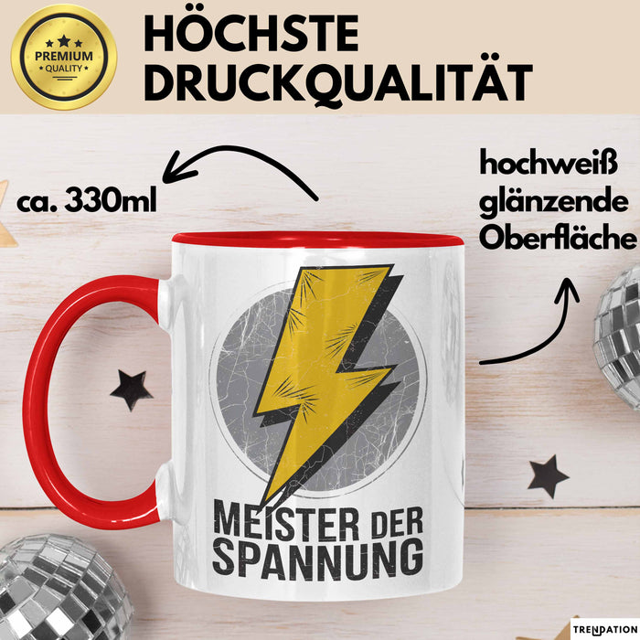 Elektriker Tasse Geschenk Meister der Spannung Geschenk Rot Trendation