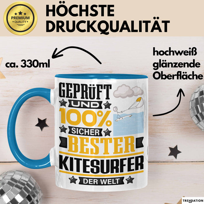 Kitesurfer Geschenk Lustiger Spruch für Kitesurfer Geschenkidee Bester Kitesurfer Der Welt Blau Trendation