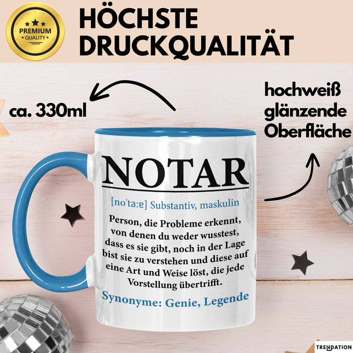 Notar Tasse Geschenkidee Notar Definition Rechtsexperte Blau Trendation