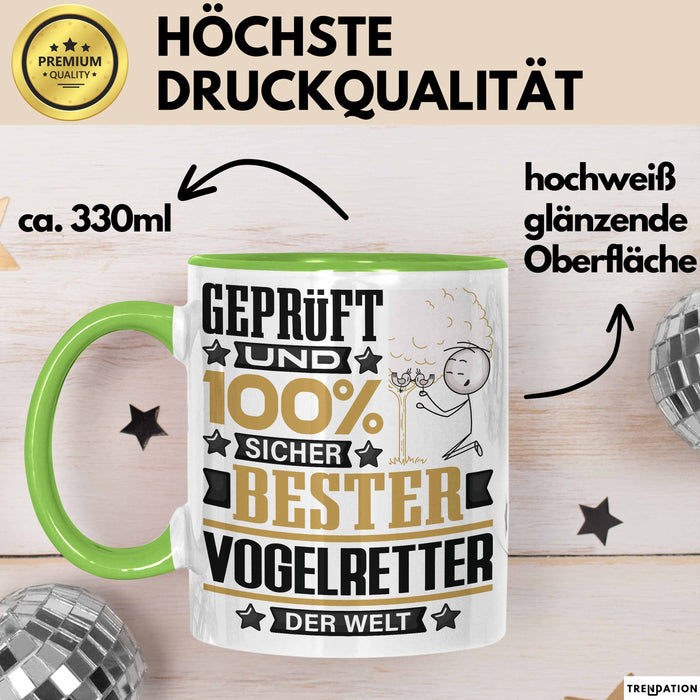 Vogelretter Geschenk Lustiger Spruch für Vogelretter Geschenkidee Bester Vogelretter Der Welt Grün Trendation