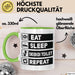 Skibidi Toilet Tasse Geschenk Meme Eat Sleet Repeat Becher Geschenkdiee Grün Trendation
