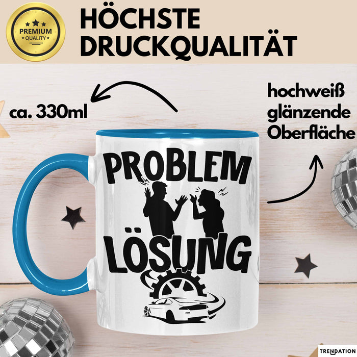 Auto Liebhaber Tasse Geschenk für Driften Männer Geschenkidee Problem und Lösung Drifter Blau Trendation