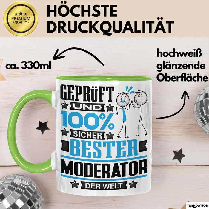 Moderator Geschenk Lustiger Spruch für Moderator Geschenkidee Bester Moderator Der Welt Grün Trendation