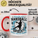 Handball Geschenk Tasse Geschenkidee Handball-Spieler Handballspielerin Mädchen Jungs Kaffee-Becher Warum Ich Handball Spiele? Rot Trendation