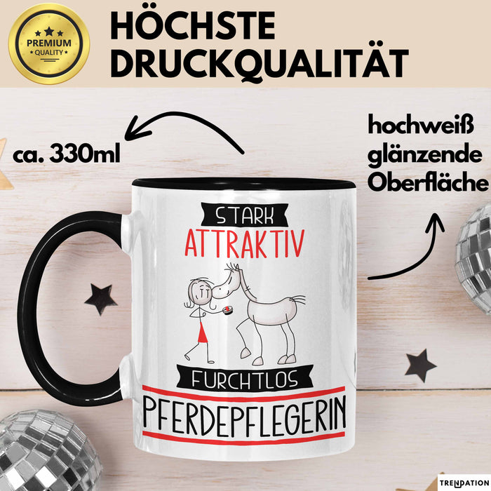 Pferdepflegerin Tasse Geschenk Becher Stark Attraktiv Furchtlos Pferdepflegerin Lustige Geschenkidee Trendation