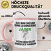 Jäger Geschenk Tasse Lustige Geschenkidee Geburtstag für Jäger Ich Bin Dieser Legendäre Jäger Von Dem Alle Geredet Haben Kaffee-Becher Rosa Trendation