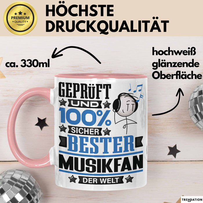 Musikfan Geschenk Lustiger Spruch für Musikfan Geschenkidee Bester Musikfan Der Welt Rosa Trendation