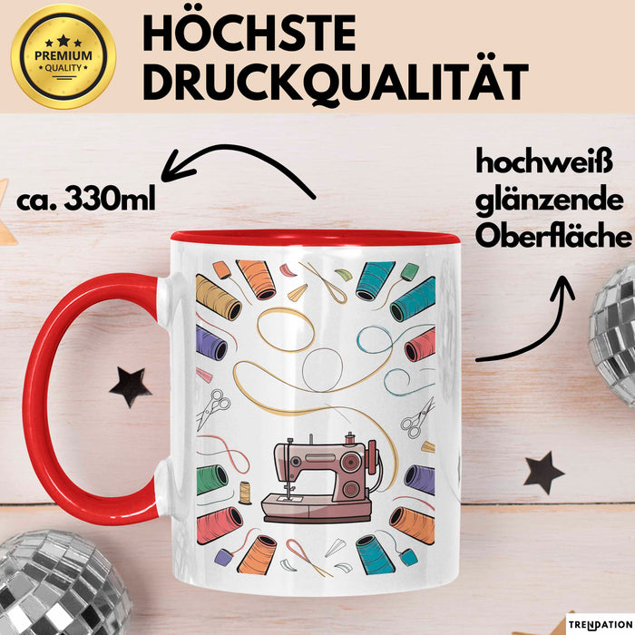 Näh Enthusiast Tasse Geschenk Lustige Geschenkidee Spruch Für Stich Liebhaber Rot Trendation