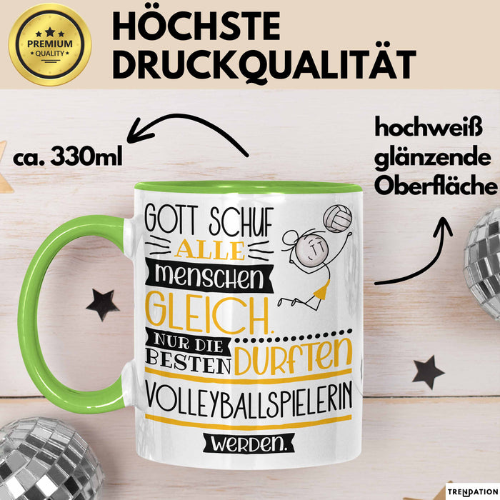 Volleyballspielerin Geschenk Becher Tasse Gott Schuf Alle Menschen Gleich Nur Die Besten Durfeten Volleyballspielerin Werden Geschenkidee Lustig Grün Trendation