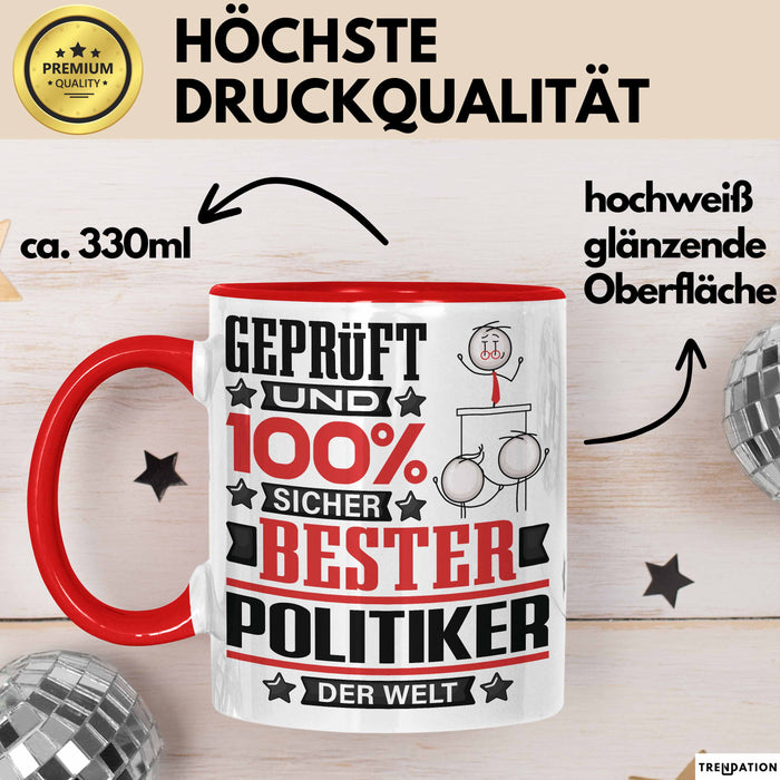 Politiker Geschenk Lustiger Spruch für Politiker Geschenkidee Bester Politiker Der Welt Rot Trendation