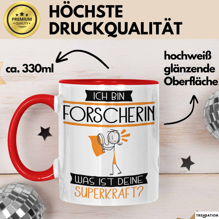 Forscherin Geschenk Tasse Ich Bin Forscherin Was Ist Deine Superkraft Geschenkidee Lustig Geburtstag Weihnachten Rot Trendation