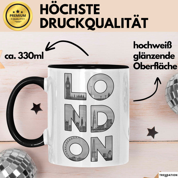 England London Tasse Geschenk Lustige Geschenkidee Spruch Schwarz Trendation