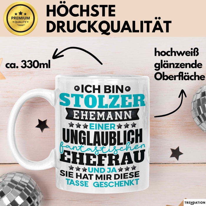 Ehemann Tasse Geschenk Ich Bin Stolzer Ehemann Geschenkidee Lustiger Spruch Becher Weiß Trendation