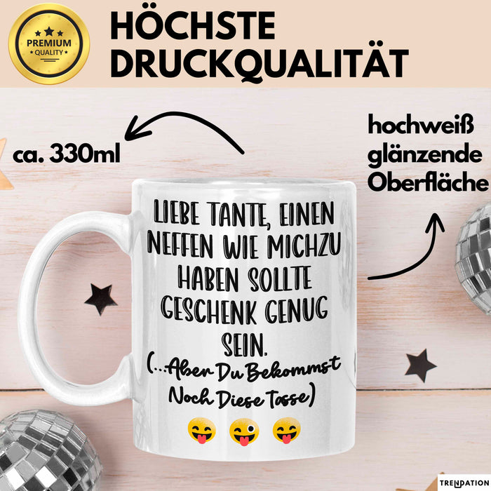 Tante Neffe Tasse Geschenk Lustige Geschenkidee Spruch Weiß Trendation