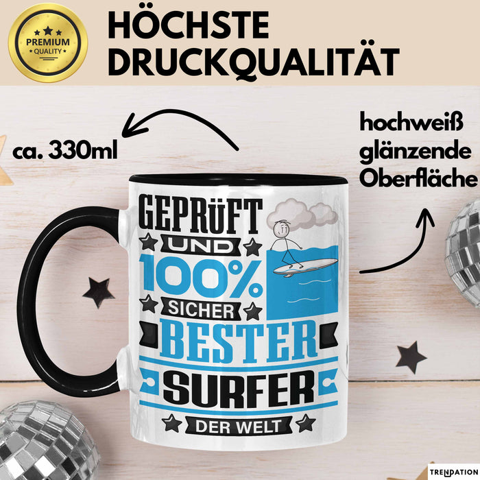 Surfer Geschenk Lustiger Spruch für Surfer Geschenkidee Bester Surfer Der Welt Schwarz Trendation