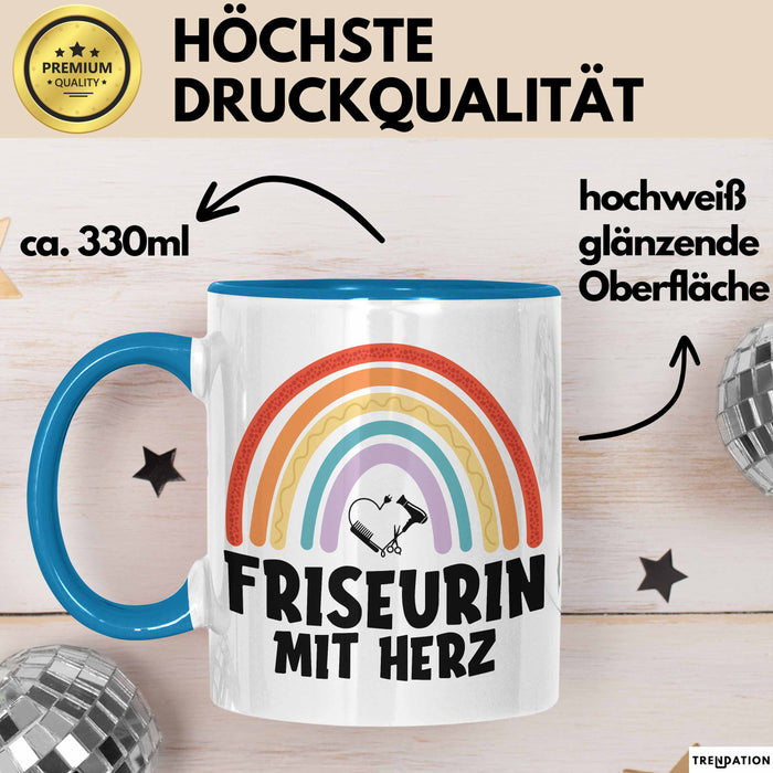 Friseurin Tasse Geschenk Friseurin Mit Herz Frisörin Geschenkidee Blau Trendation