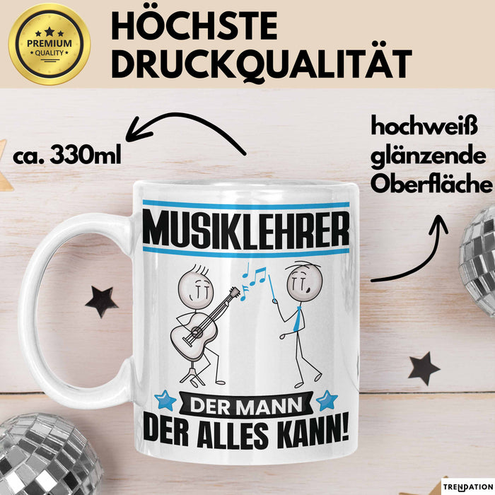 Musiklehrer Tasse Geschenk für Musiklehrer Der Mann Der Alles Kann Geschenkidee zum Geburtstag Weiß Trendation
