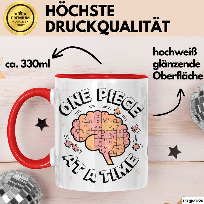 Puzzle Süchtiger Tasse Geschenk Lustige Geschenkidee Spruch Für Gehirn Knobler Rot Trendation