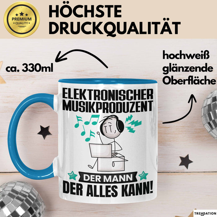 ElektronischerMusikproduzent Tasse Geschenk für ElektronischerMusikproduzent Der Mann Der Alles Kann Geschenkidee zum Geburtstag Blau Trendation