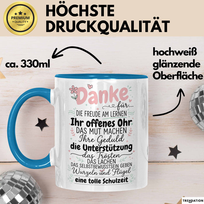Lehrer Wertschätzung Danke Tasse Geschenk Lustige Geschenkidee Spruch Danke Für Blau Trendation