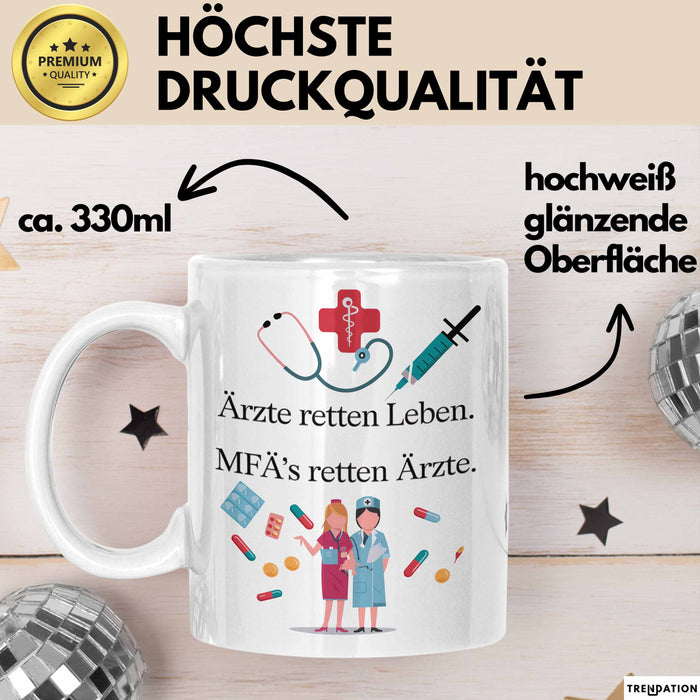 Medizinstudent Arzt Tasse Geschenk Lustige Geschenkidee Spruch Ärzte Retten Leben Mfas Retten Ärzte Weiß Trendation