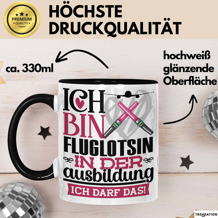 Fluglotsin Ausbildung Start Geschenk Tasse Ich Bin Fluglotsin In Der Ausbildung Ich Darf Das Kaffee-Becher Geschenkidee Schwarz Trendation