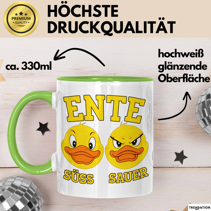 Quietscheente Tier Tasse Geschenk Lustige Geschenkidee Spruch Ente Süss Sauer Grün Trendation
