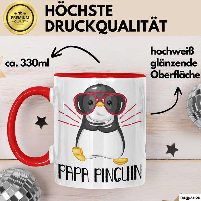 Papa Pinguin Tasse Geschenk Pinguin Liebhaber Vatertag Rot Trendation